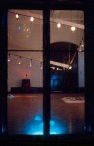 This photograph looking in a window at Harry Andersons 1972 exhibit at the Wood-Gerry Ggallery of the Rhode Island School of design is a link to gallery page of images of the exhibition