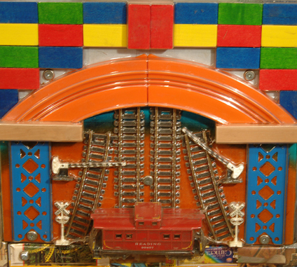 The reading railroad is made of found and recycled objects