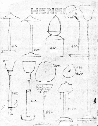 Drawings of the works in Harry Anderson's 1981 at Henri Gallery in Washington DC