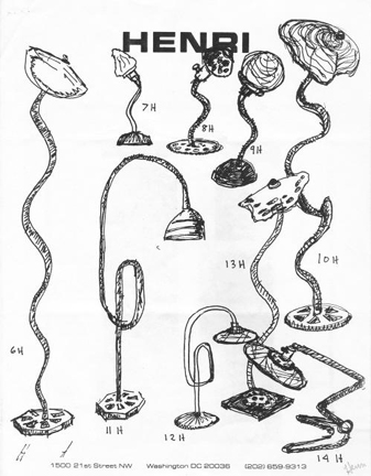 Harry Anderson's sketches of the artworks shown in his 1986 exhibition at the Henri Gallery