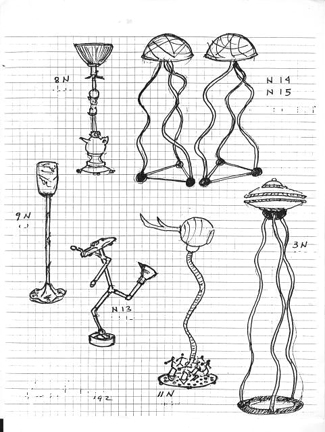 Whimsical lamps by artist Harry Anderson